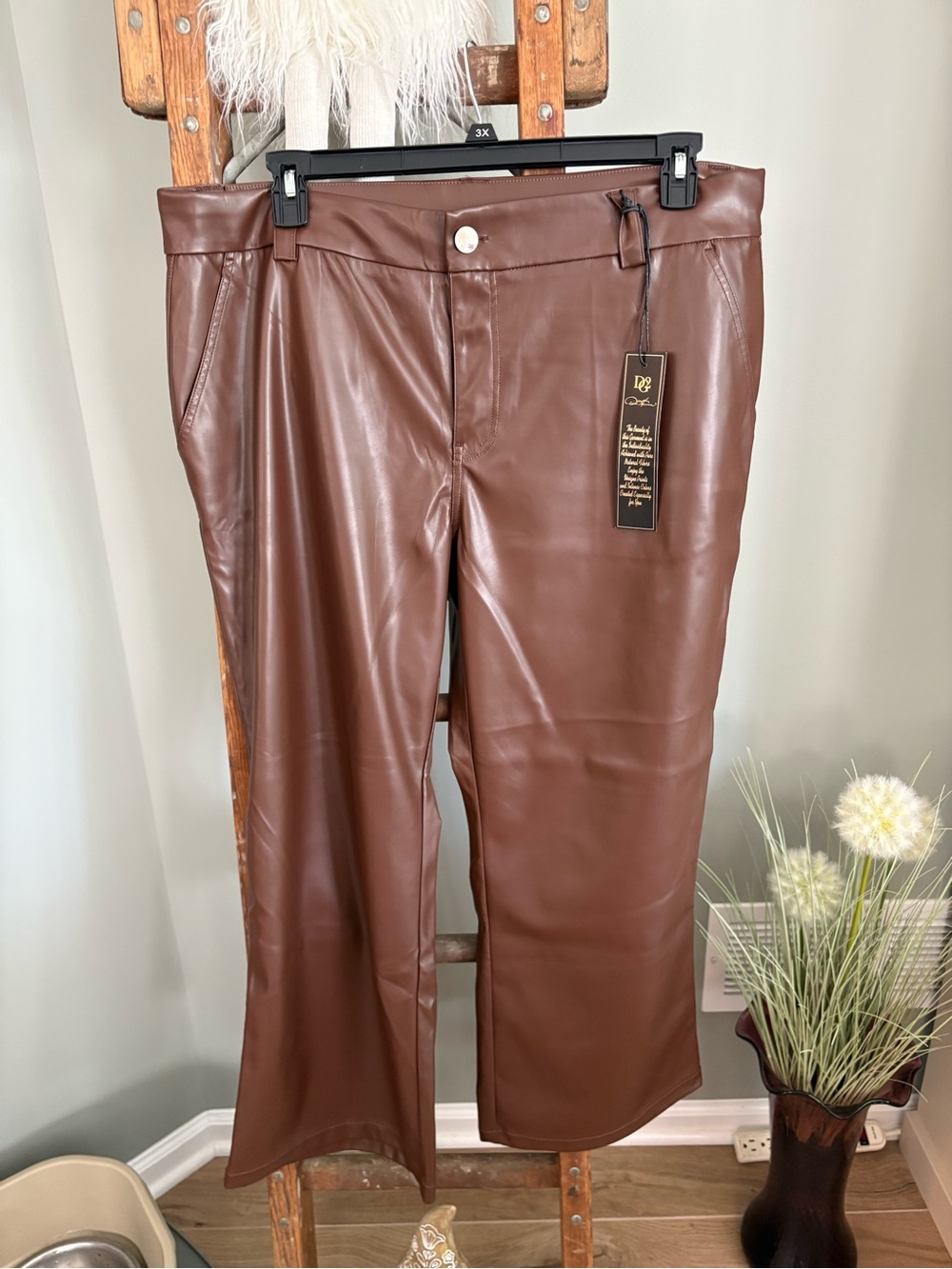 Brown Faux Leather Pants NWT size 18 WPT